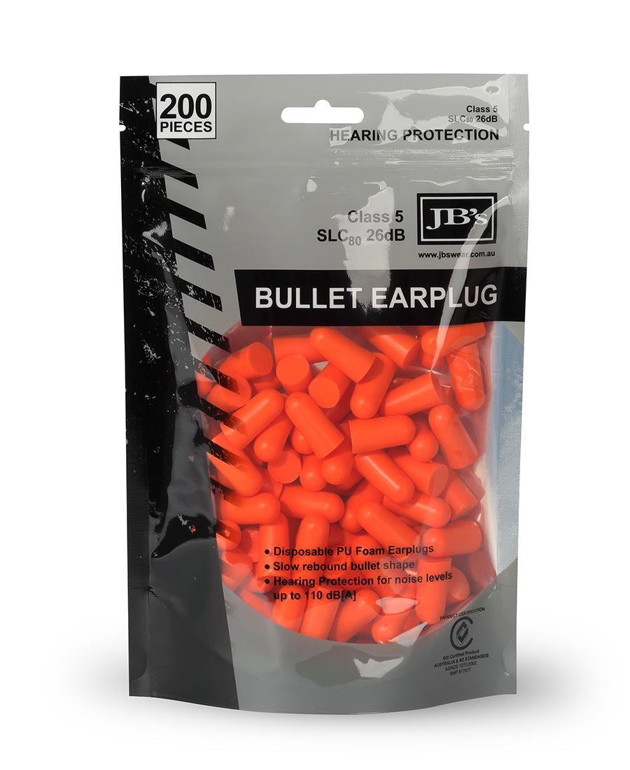 JB'S BULLET SHAPED EARPLUG (200 PIECES)
8P045