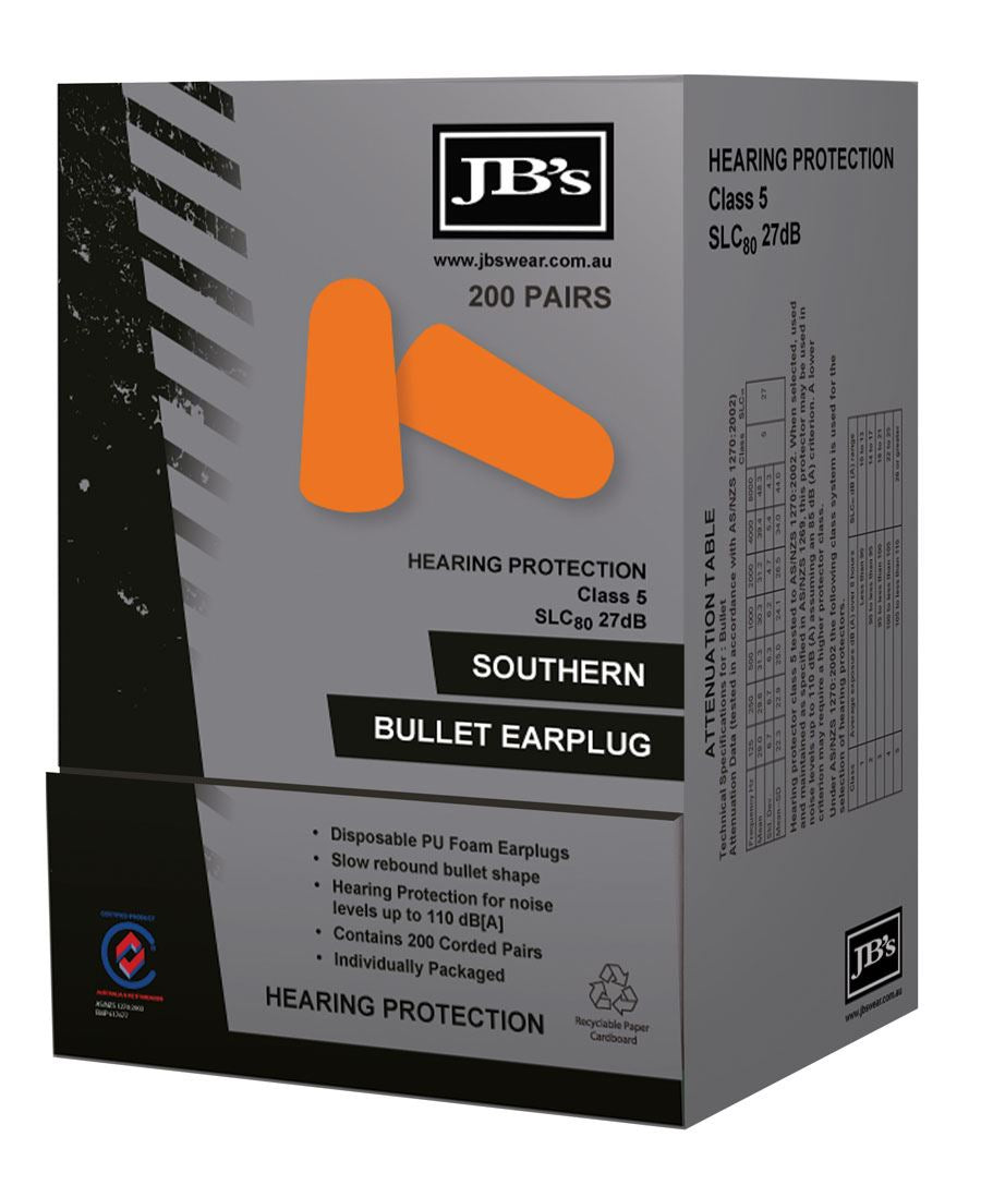 JB'S SOUTHERN BULLET EARPLUG (200 PAIR)
8P085