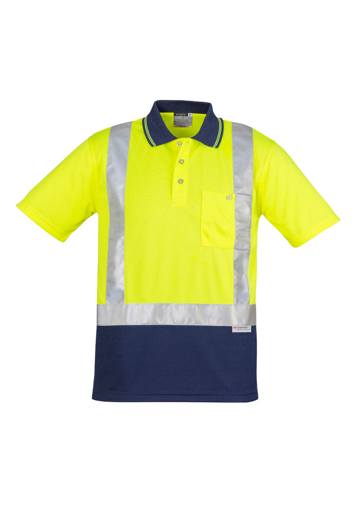 GCZH233 Mens Hi Vis Spliced Short Sleeve Polo - Shoulder Taped