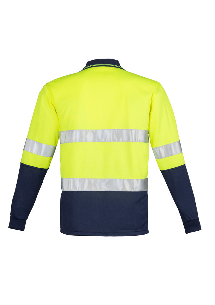 GCZH235 Mens Hi Vis Spliced Long Sleeve Polo - Hoop Taped