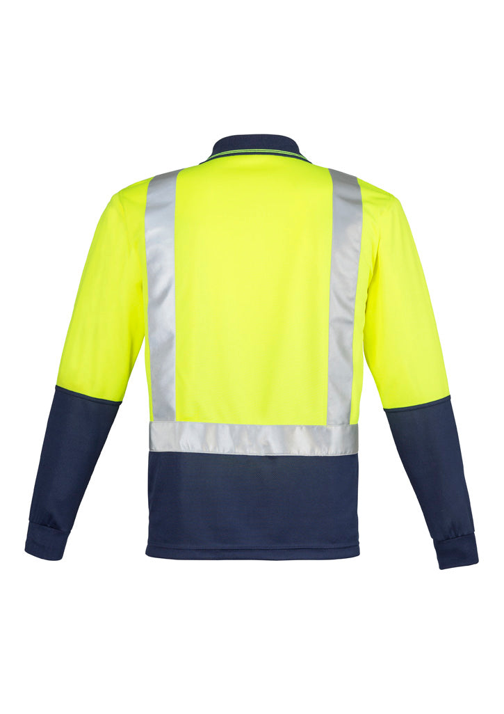GCZH234  Mens Hi Vis Spliced Long Sleeve Polo - Shoulder Taped