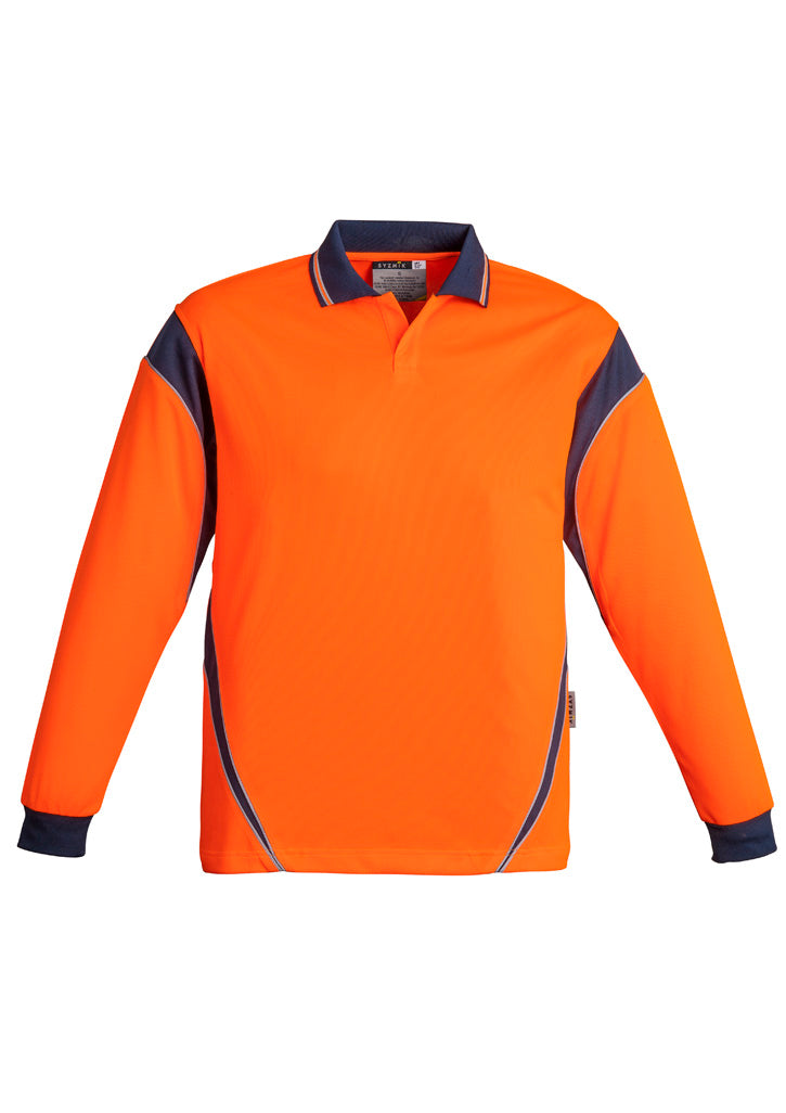 GCZH249 Mens Hi Vis Aztec Long Sleeve Polo