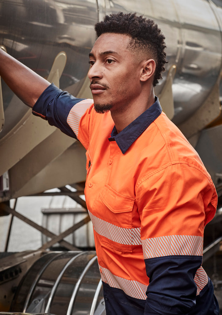 GCZW229 Mens Rugged Cooling Hi Vis Segmented Tape Long Sleeve Shirt