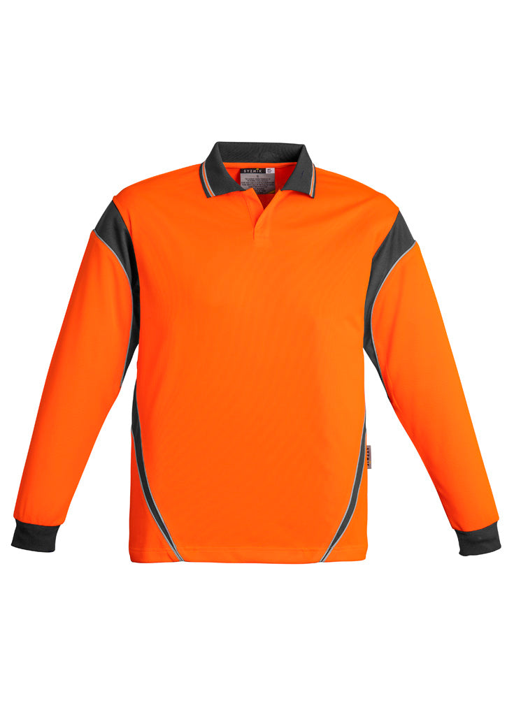 GCZH249 Mens Hi Vis Aztec Long Sleeve Polo
