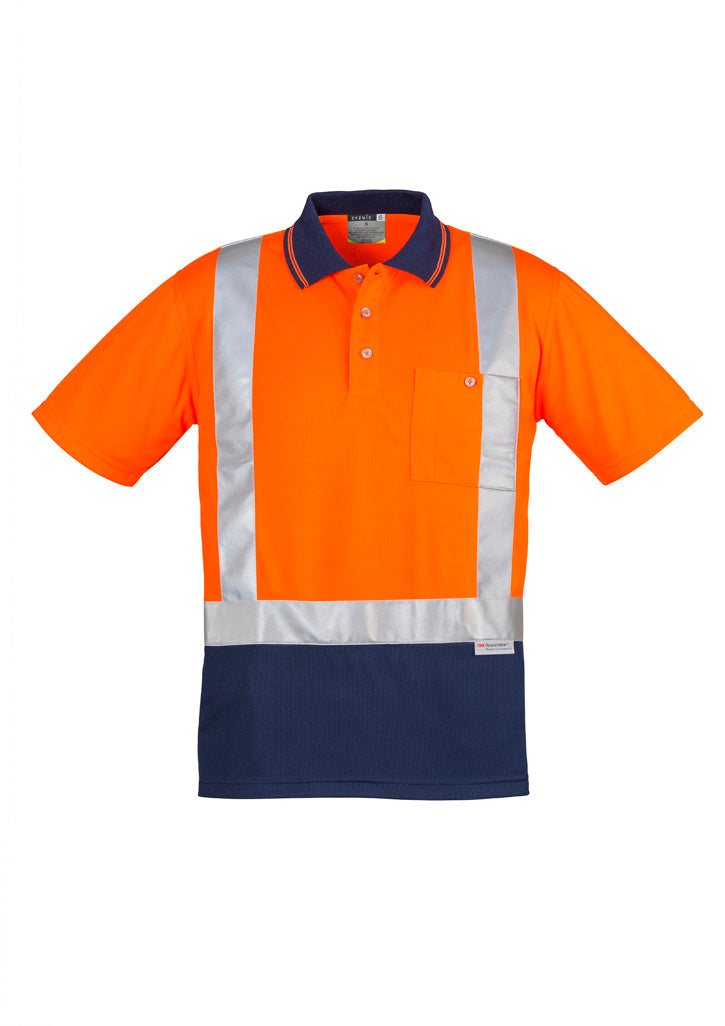 GCZH233 Mens Hi Vis Spliced Short Sleeve Polo - Shoulder Taped