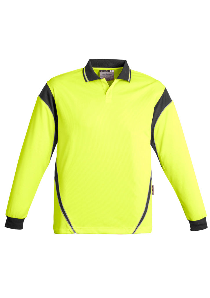 GCZH249 Mens Hi Vis Aztec Long Sleeve Polo