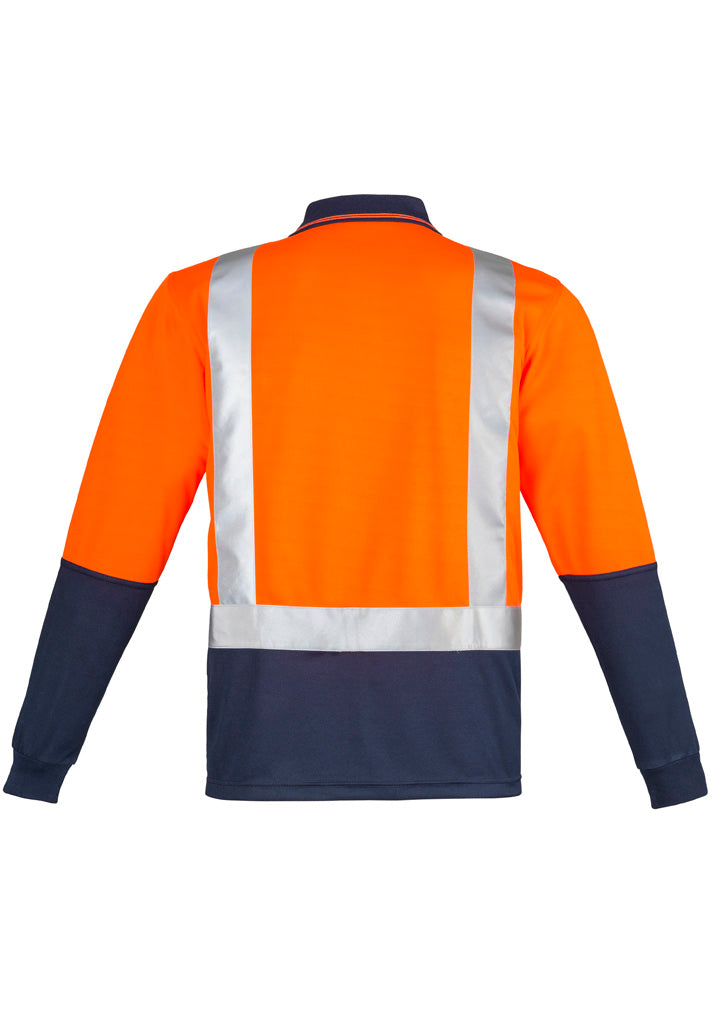 GCZH234  Mens Hi Vis Spliced Long Sleeve Polo - Shoulder Taped