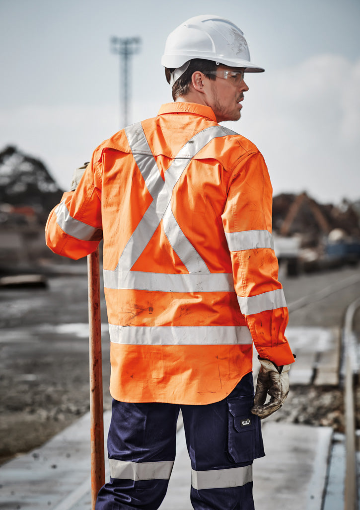 GCZW690 Mens Hi Vis X Back Taped Long Sleeve Shirt