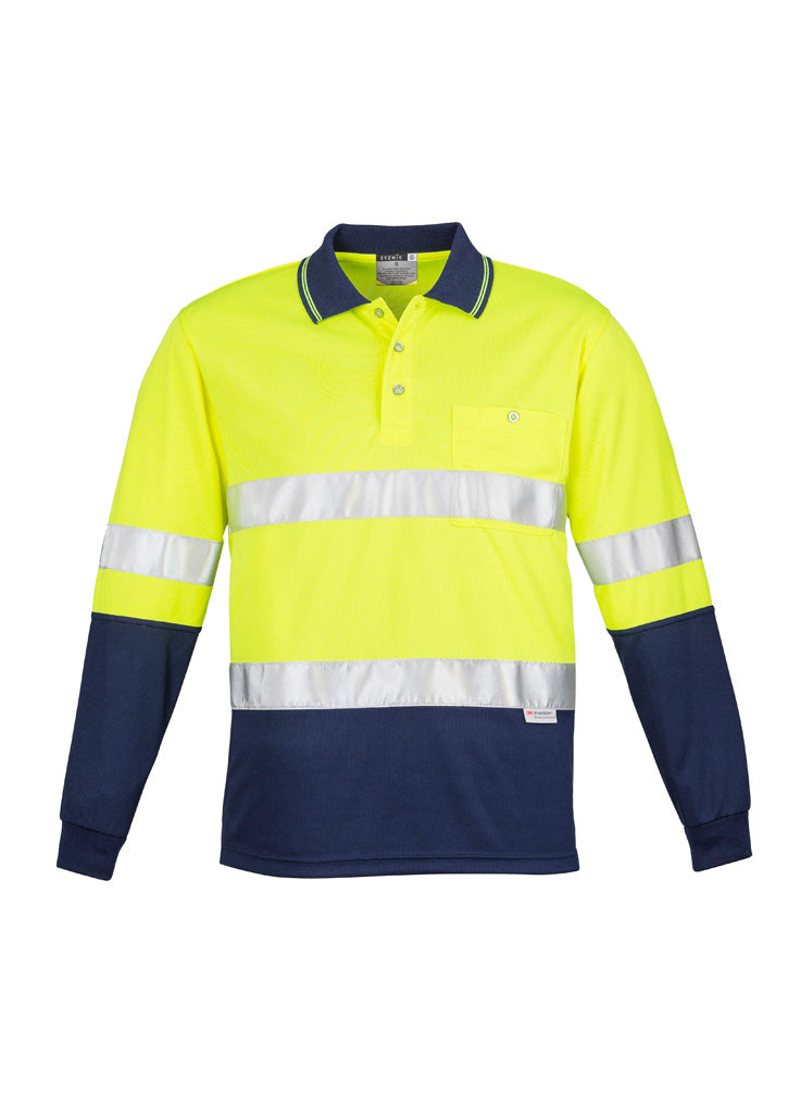 GCZH235 Mens Hi Vis Spliced Long Sleeve Polo - Hoop Taped