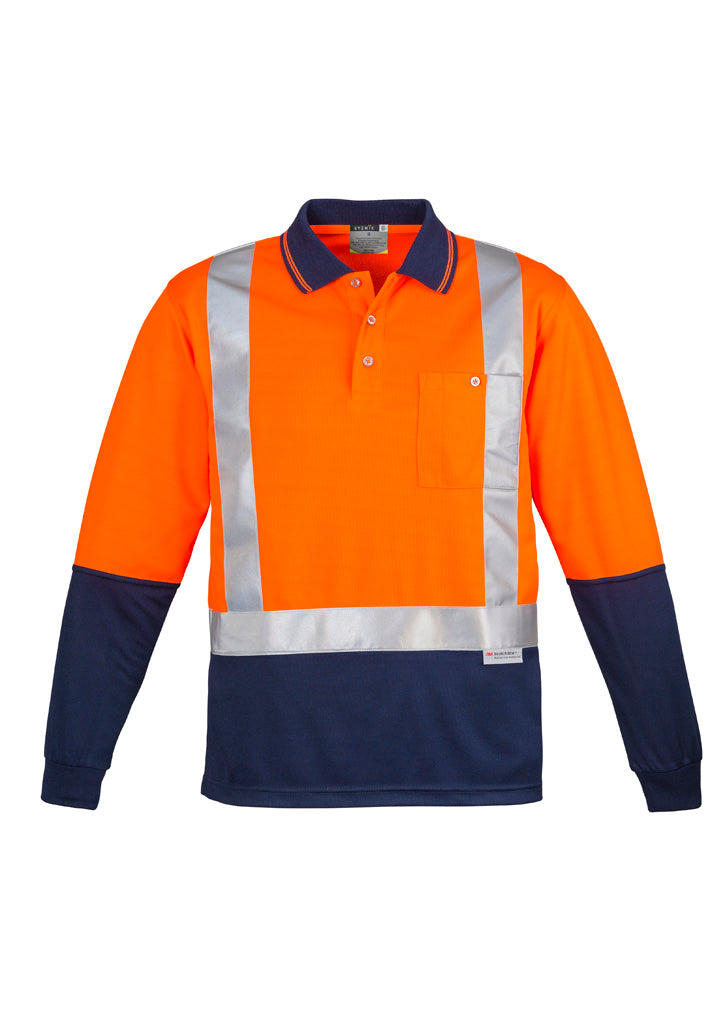 GCZH234  Mens Hi Vis Spliced Long Sleeve Polo - Shoulder Taped