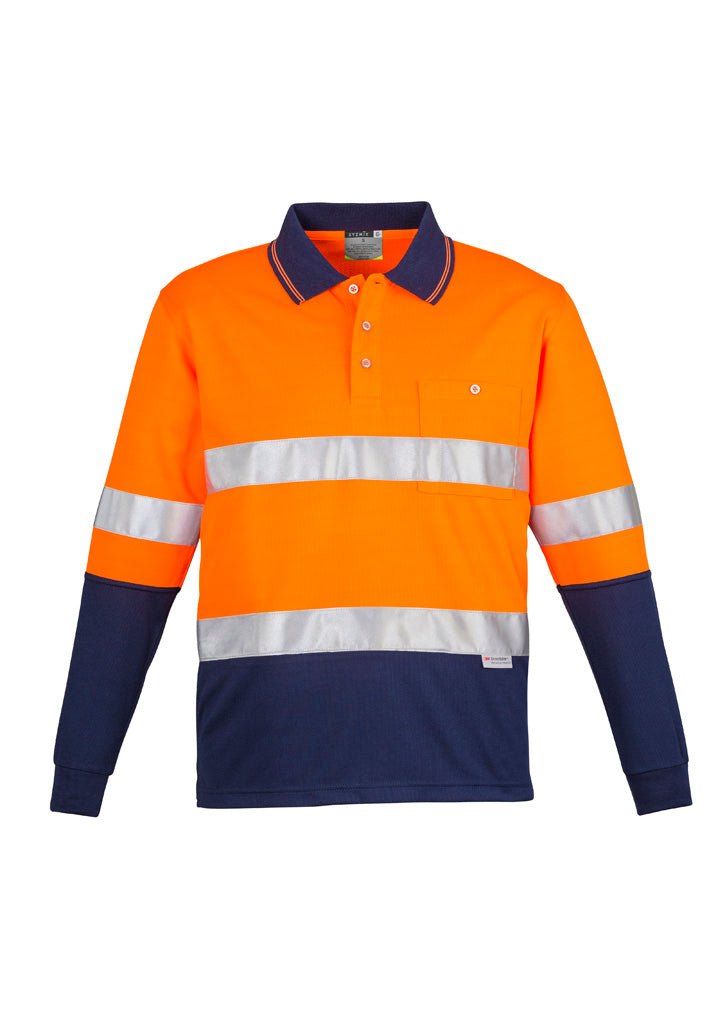GCZH235 Mens Hi Vis Spliced Long Sleeve Polo - Hoop Taped